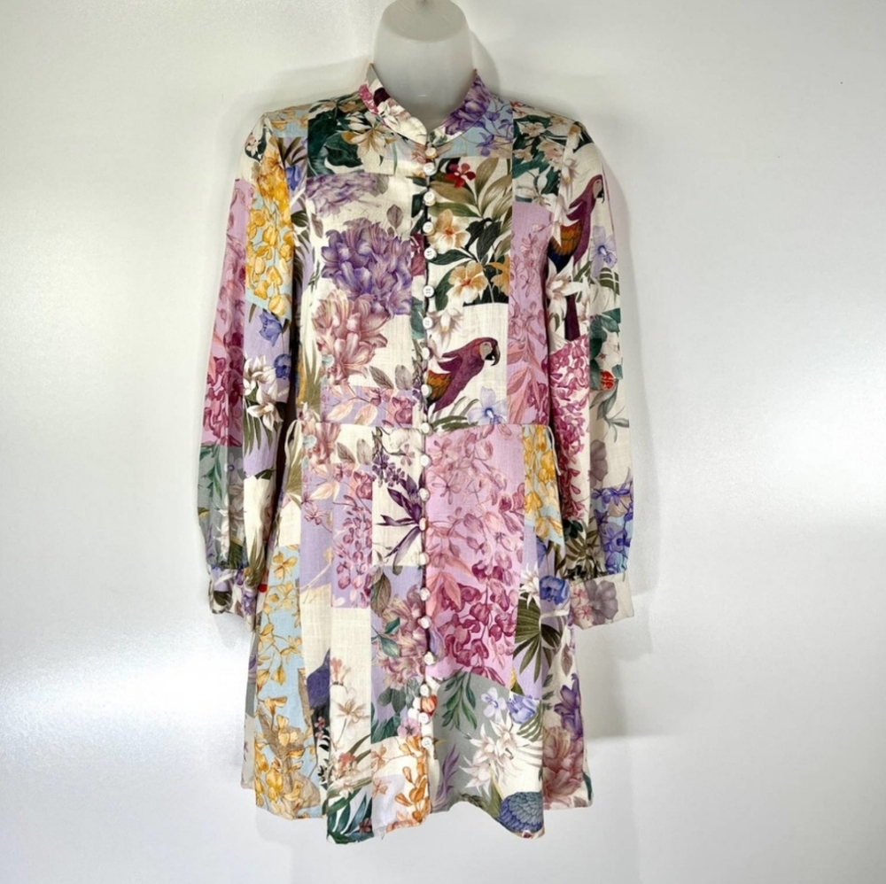 Zara Floral Linen Dress